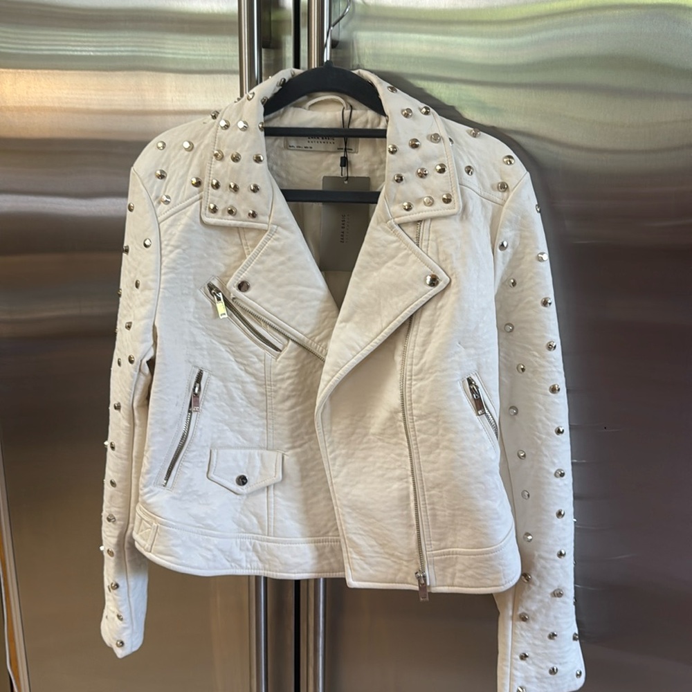 NWT Zara Studded Faux Leather Jacket